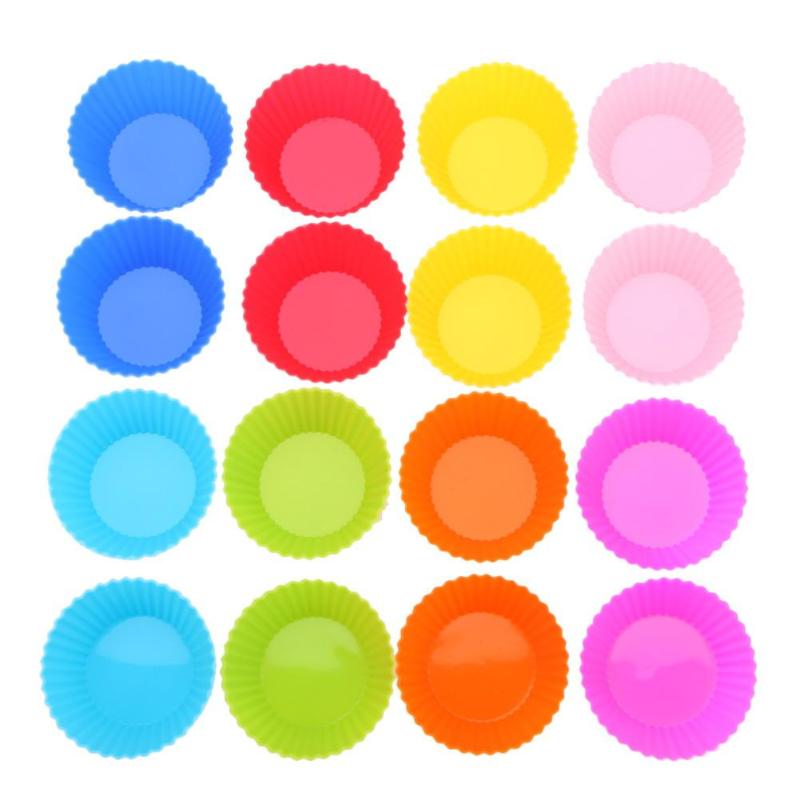 12/16pcs Waterproof Silicone Round Shape Muffin