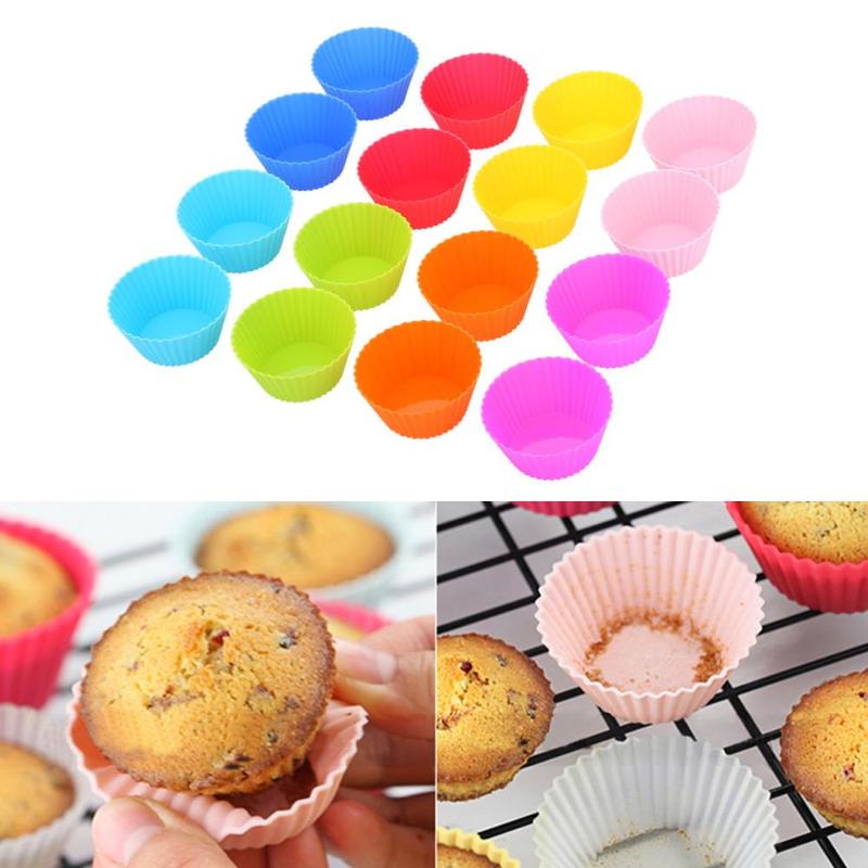 12/16pcs Waterproof Silicone Round Shape Muffin