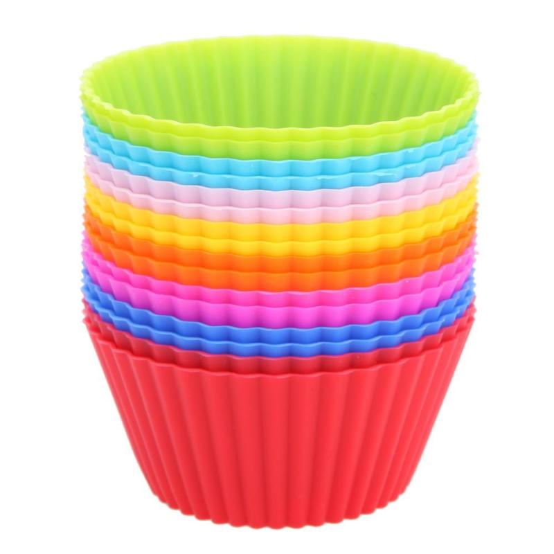 12/16pcs Waterproof Silicone Round Shape Muffin